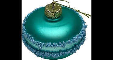 Housevitamin Kersthanger - kerstbal - Macaron - Glas - Blauw - 6,5x6,5x5,5cm