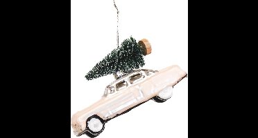 Housevitamin Kersthanger – Mustang Auto – Glas – Roze – 12x5x7 cm | Trendy Kerst Ornament