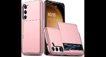 Hoesje Geschikt voor Samsung S23 Hoesje Rose Goud - shockproof Backcover met pasjeshouder - Ruimte voor 2 pasjes