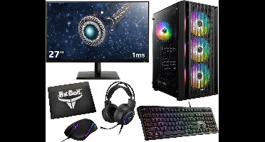 Complete Ryzen 5 Budget Game PC Setup Inclusief Gaming Headset, 27" Monitor, Toetsenbord, Muis en Muismat - 1TB SSD - 32GB RAM - WiFi - Windows 11 Pro
