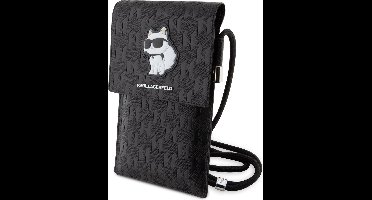 Karl Lagerfeld 7 inch phone pouch Saffiano mono pin Choupette - Zwart