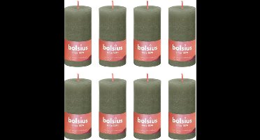Bolsius Stompkaarsen Shine 8 st rustiek 100x50 mm fris olijfkleurig