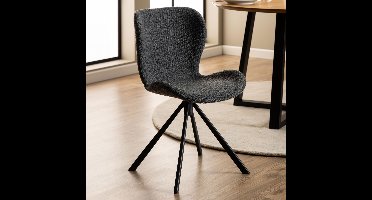 2x Sohome Draaibare Eetkamerstoel Jasmaine Bouclé - Antraciet