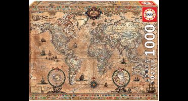 Educa Antieke Wereldkaart - Puzzel van 1000 stukjes - 68 x 48 cm