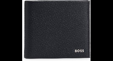 BOSS Leren Portemonnee New Crosstown 4 CC Coin Wallet Black Zwart