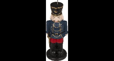 Kerst kaars notenkraker blauw 21cm hoog