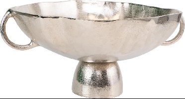 Schaal op voet Maron metaal zilver 46x39x20cm