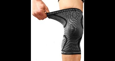 New Age Devi - Kniebrace voor Compressie - Elastisch Bandage Strap Sleeve en Kousen - Warmers voor Blessures en Sport Ondersteuning - Geschikt voor Vrouwen en Mannen - Maat S - 1 stuk - Kleur Grijs