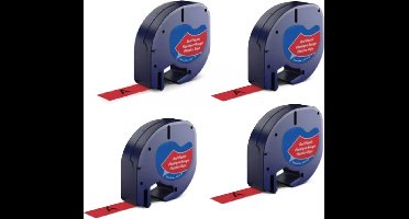 Label Tape Geschikt voor Dymo 91203 | 12 mm x 4 m | S0721630 - Zwart op Rood - 4 stuks - Geschikt voor: 109 XR 2000 LT-100H LT-100T QX50 XM XR