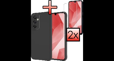 Hoesje - Met 2x Screenprotector - Geschikt voor Samsung Galaxy A16 - Sterk & Shockproof - Back Cover - Siliconen Case - Telefoon Hoes - Zwart