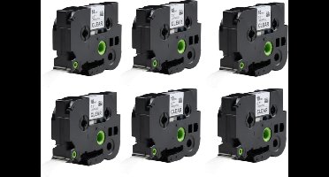 Label Tape Geschikt voor Brother TZe-131 | 12 mm x 8 m | Zwart op Transparant - 6 stuks - Geschikt voor: 1000 1000BTS 1005BTS 1005F 1005FB 1010 1080 1090 1230PC 1260VP 1280 1280DT 1280VP 1290DT 1290VP 1750 1800 1830VP 18R 1950