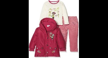 Disney Minnie Mouse - 3-delige outfit - Rode jas - Witte trui - Roze broek - 81 cm - 18 maanden