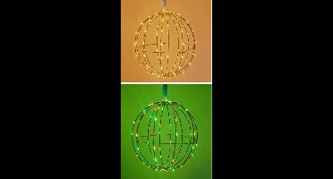 PartyXplosion Lichtbol met zwart metalen frame - Rood, geel, groen licht - 50 cm