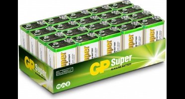 GP Batteries Super Alkaline 1604A/6LF22, Wegwerpbatterij, 9V, Alkaline, 9 V, 20 stuk(s), Meerkleurig