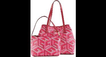 GUESS Schoudertas Shopper Vikky Tote Magenta Logo Rood