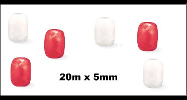 6x Cadeaulint rood en wit 20 meter x 5 mm - Eitje - kado lint verjaardag kerst sinterklaas feest