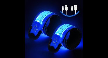 oCreon 2 Stuks Oplaadbare LED Veiligheidsarmbanden - Reflecterend en Verstelbaar voor Hardlopen