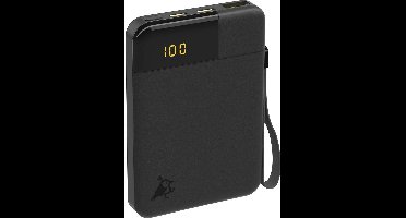 Aqiila Powerbank 5000mAh, 12W, klein en krachtig, Lichtgewicht, LCD Scherm, 2x USB-C, 1x USB-A, Pass Through Charging, plasticvrije verpakking, Powerbird B5 zwart