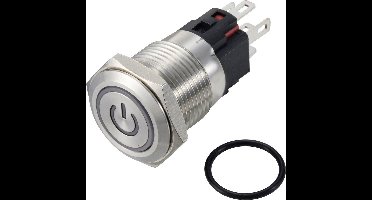 TRU COMPONENTS TC-12647384 Druktoets 250 V/AC 3 A 1x uit/(aan) IP65 Rood Moment RVS 1 stuk(s)