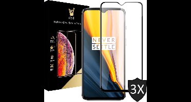 Screenprotector geschikt voor OnePlus 7 - Tempered Glass Gehard Glas - Full Screen Cover Volledig Beeld - iCall - 3 Stuks