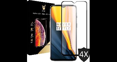 Screenprotector geschikt voor OnePlus 7 - Tempered Glass Gehard Glas - Full Screen Cover Volledig Beeld - iCall - 4 Stuks