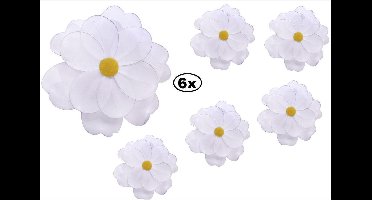 6x Bloem wit deco dia 30 cm met clip
