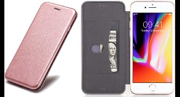 Hoesje geschikt voor iPhone 8 Plus - Book Case Kunstleer Minimalistisch Roségoud