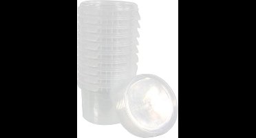 Emmer pp rond zonder hengsel incl glasheldere deksel (10X0,36 LTR)
