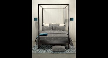Flanel De Witte Lietaer 135 x 200 met kussensloop SNOW charcoal gray