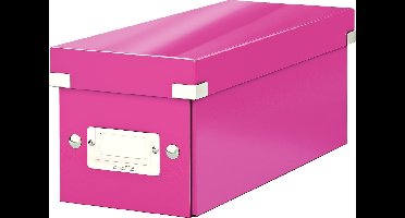 Leitz WOW Click & Store Opbergdoos met Deksel voor CD's - Kartonnen Sorteerdoos voor Spullen - 84% Gerecycled Karton - 14.3 x 35.2 Cm (BxD) - Roze