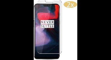 2 Stuks Screenprotector geschikt voor OnePlus 6 - Tempered Glass Glazen Gehard Transparant 9H 2.5D - van iCall