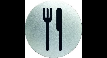 Pictogram deurbordje Restaurant Durable RVS rond 83 mm