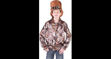 Magic Design Verkleedblouse Steampunk Jongens Satijn Koper Mt 140
