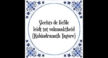Tegeltje met Spreuk (Tegeltjeswijsheid): Slechts de liefde leidt tot volmaaktheid (Rabindranath Tagore) + Kado verpakking & Plakhanger