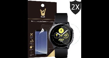 Screenprotector geschikt voor Samsung Galaxy Watch Active - Crystal Clear Volledig Screen Protector - 2 Stuks