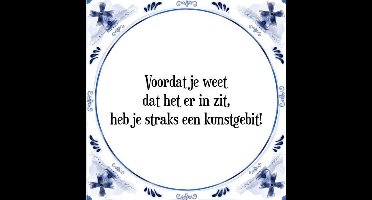 Tegeltje met Spreuk (Tegeltjeswijsheid): Voordat je weet dat het er in zit, heb je straks een kunstgebit! + Kado verpakking & Plakhanger