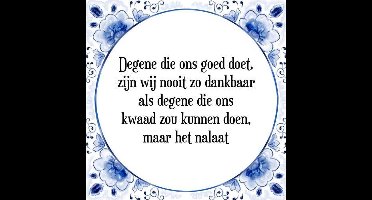 Tegeltje met Spreuk (Tegeltjeswijsheid): Degene die ons goed doet, zijn wij nooit zo dankbaar als degene die ons kwaad zou kunnen doen, maar het nalaat + Kado verpakking & Plakhanger