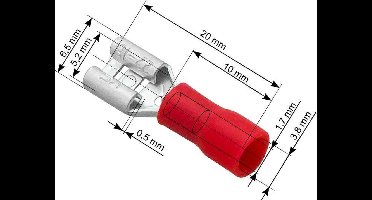 Vlakstekker Rood - Insteekbreedte 5.2-6.5 mm Insteekdikte 0.5 mm - 100 Stuks