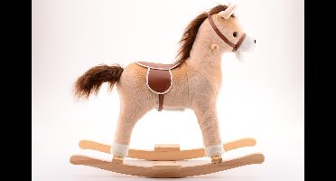 Hobbelpaard Hout Beige/Bruin voor Kinderen vanaf 2 Jaar - Hobbelpaard met Geluid - 64CM Hoog
