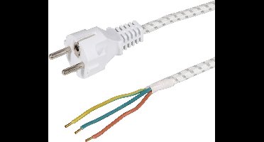 Scanpart strijkijzersnoer met stekker 3 meter - 3 aderig - Zwart - Wit - Electriciteitssnoer - Electriciteitskabel