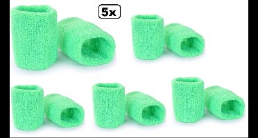 5x Paar polsbandjes neon groen