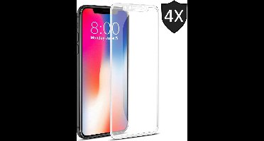 4x Screenprotector geschikt voor Apple iPhone Xs / X | Full Screen Cover Volledig Beeld | Tempered Glass Wit - van iCall