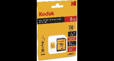 Kodak Premium Performance 580X® 8GB microSD kaart - Full HD - Adapter - UHS-I U1 - Class 10 - V10 A1 - micro SD geheugenkaart