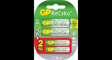 Setje van 2 x AA GP ReCyko+ batterijen + 2 x gratis AAA