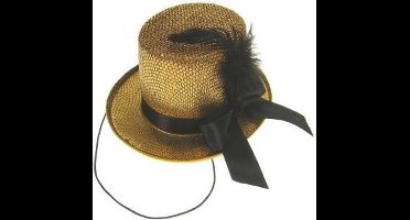 Midi hoge hoed glitter + deco goud