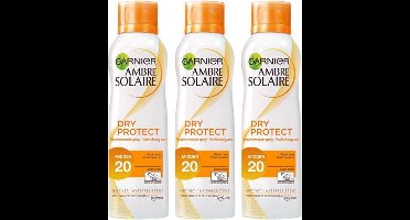 Garnier Ambre Solaire Dry Protect – Factor 20 – 200 ml – 3 Stuks