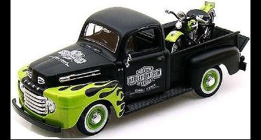 Ford F1 Pickup & Panhead Harley Davidson 1948 1-24 Maisto Zwart / Groen