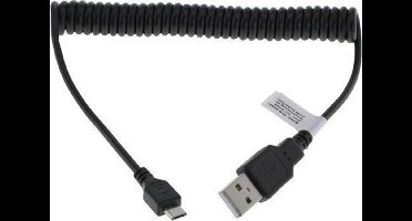 Micro-USB Datakabel Spiraalkabel Zwart