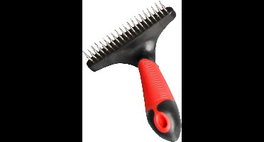 Flamingo - Hondenborstel Ondervacht hark Korte Tanden - Rood - 11 x 16 x 5 cm