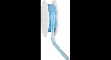 Satin edge Organzalint Turquoise - 10 mm / 50 mtr.